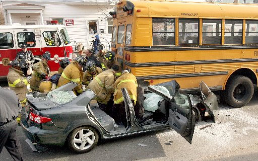 serious crash with school bus